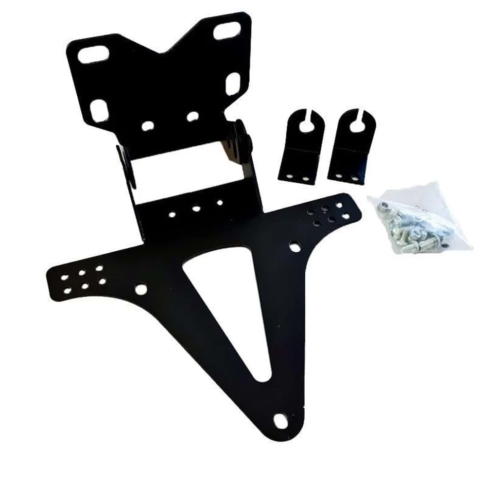 Universal Motorsiklet Sinyal Bağlantılı Katlanır Plakalık Siyah